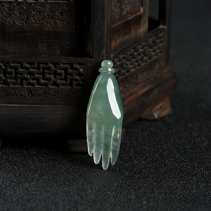 天然翡翠佛手吊坠-红掌柜
