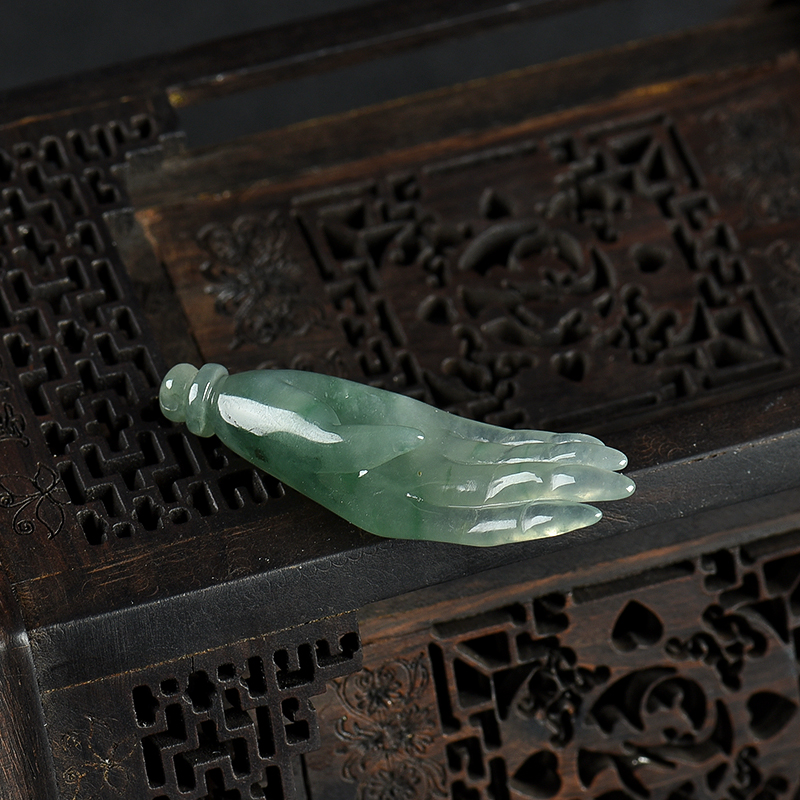 缅甸翡翠佛手吊坠-红掌柜