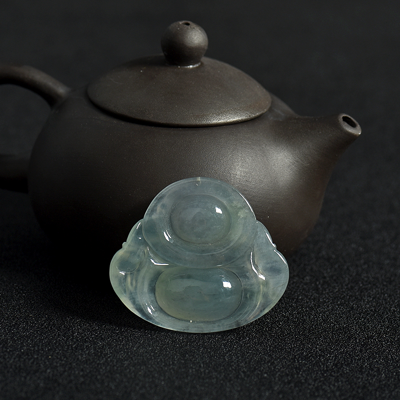 天然翡翠弥勒佛吊坠-红掌柜