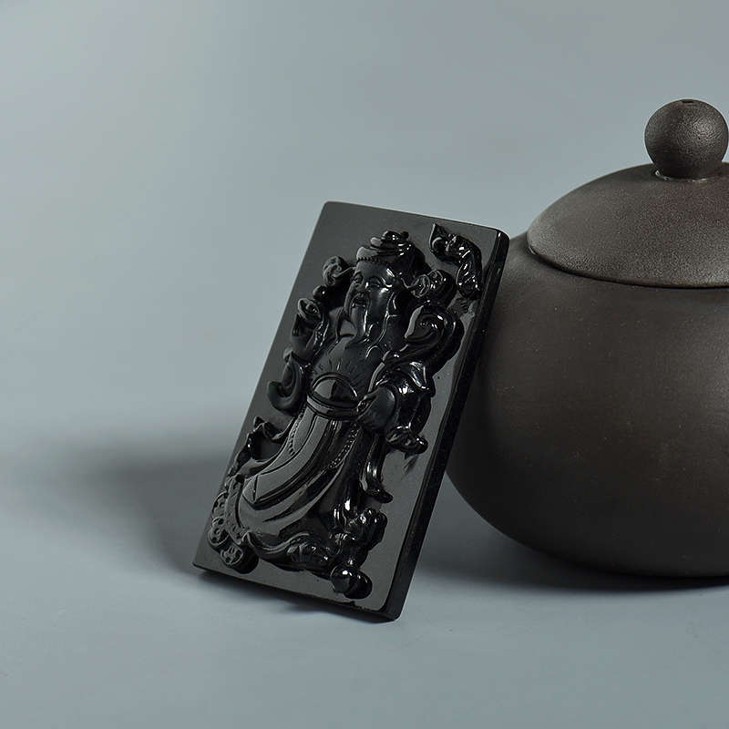 缅甸糯种墨翠财神吊坠-红掌柜