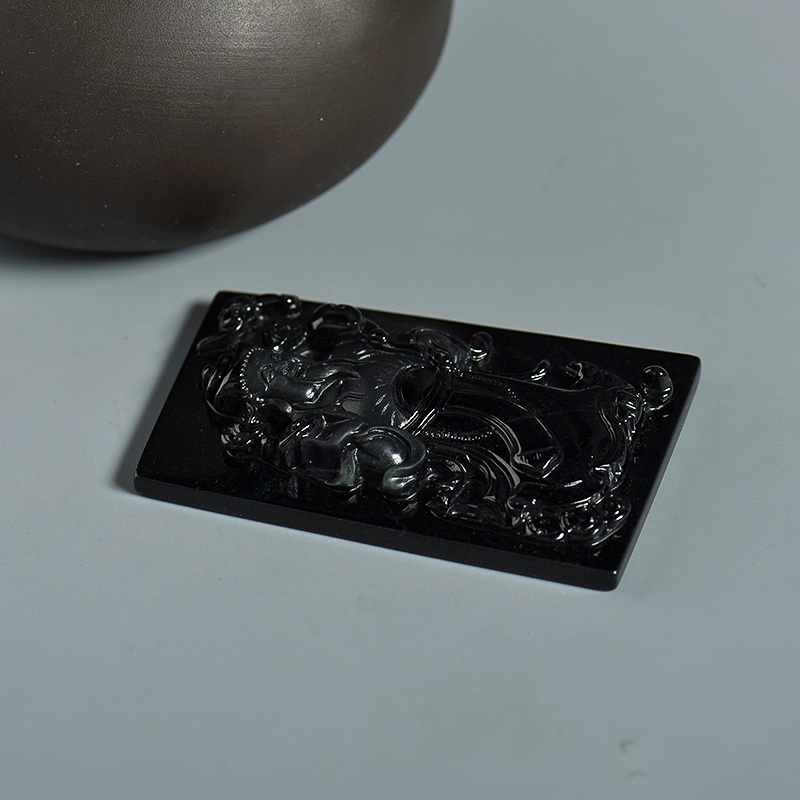 缅甸天然糯种墨翠吊坠-红掌柜