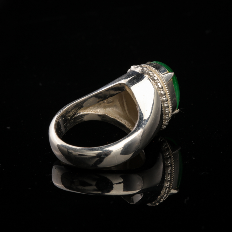 糯冰种翡翠戒面-红掌柜