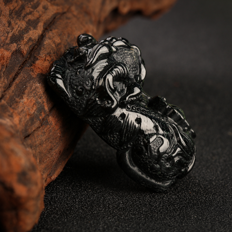 A货天然糯种墨翠貔貅吊坠 - 红掌柜