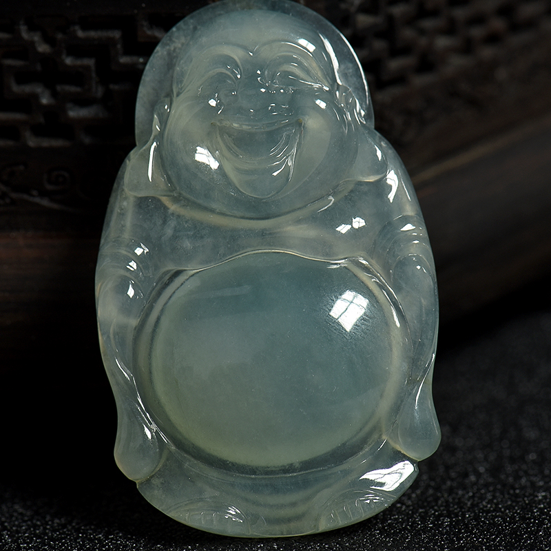 天然糯冰种翡翠佛吊坠-红掌柜