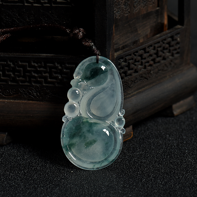 飘花翡翠葫芦吊坠-红掌柜