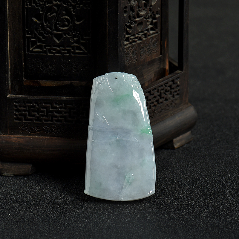 天然缅甸糯种飘翠翡翠节节高升吊坠-红掌柜