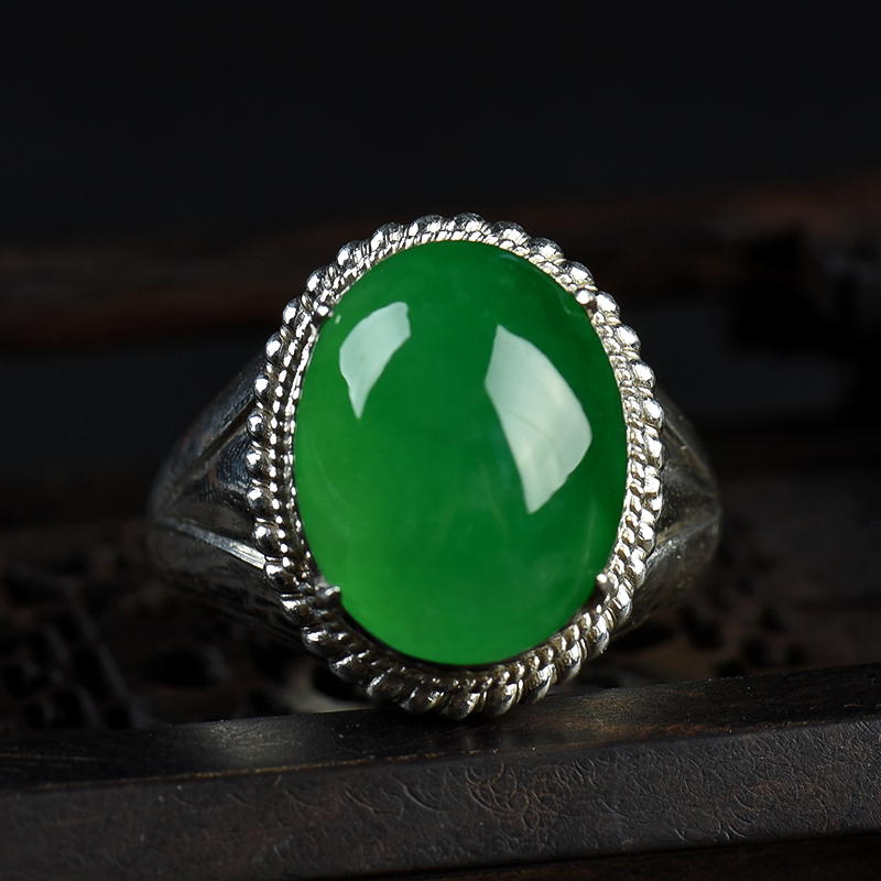 天然翡翠戒面-红掌柜