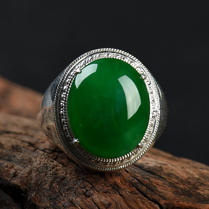 天然翡翠戒面-红掌柜