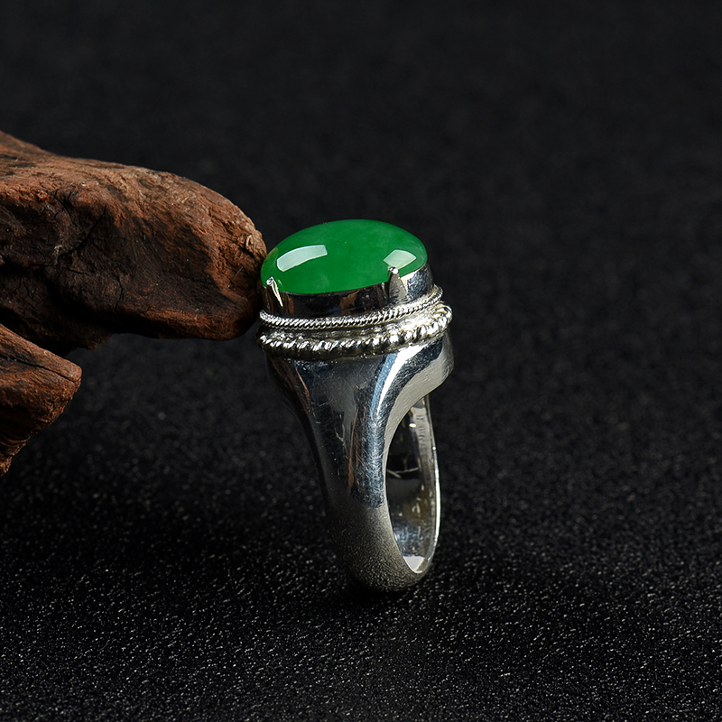 天然翡翠戒面-红掌柜