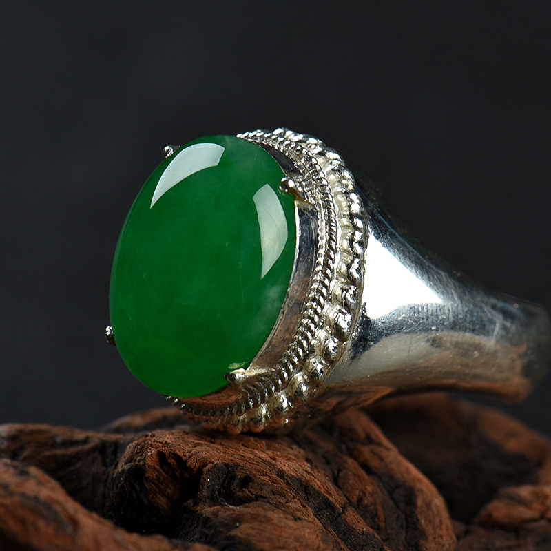 天然缅甸翡翠戒面-红掌柜