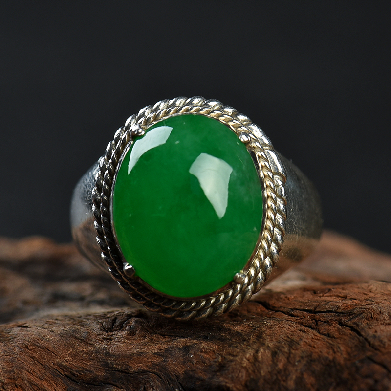 天然翡翠戒面-红掌柜