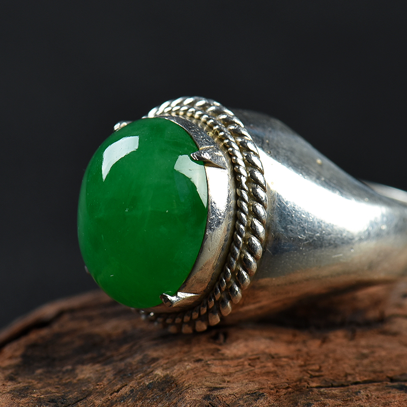 缅甸翡翠戒面-红掌柜