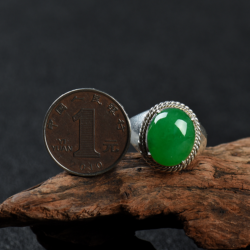 天然缅甸翡翠戒面-红掌柜