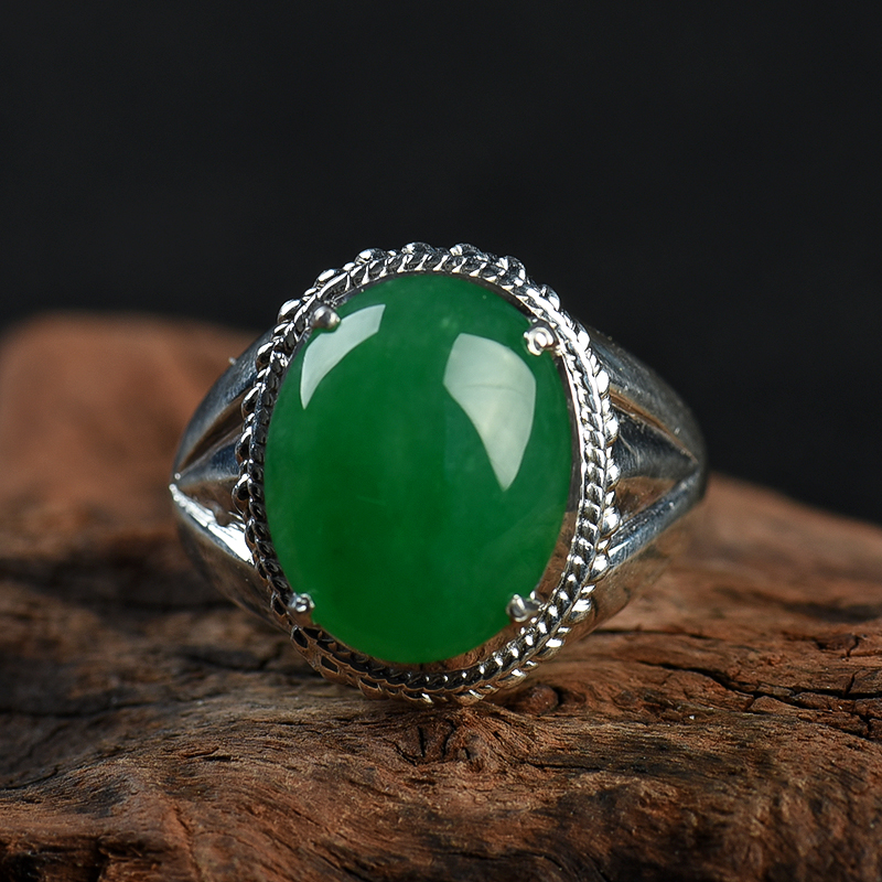 天然翡翠戒面-红掌柜