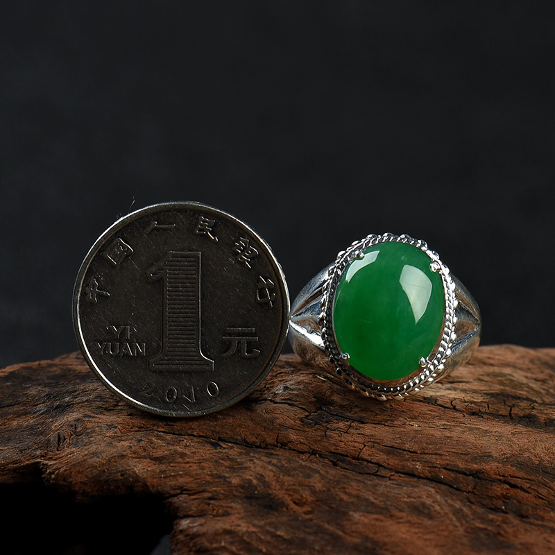 天然缅甸翡翠戒面-红掌柜