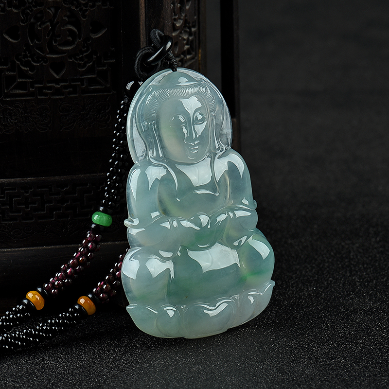 飘翠翡翠观音吊坠-红掌柜