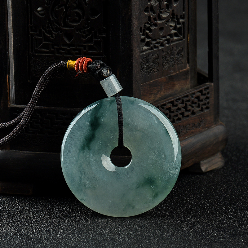 糯冰种飘花翡翠平安扣吊坠-红掌柜