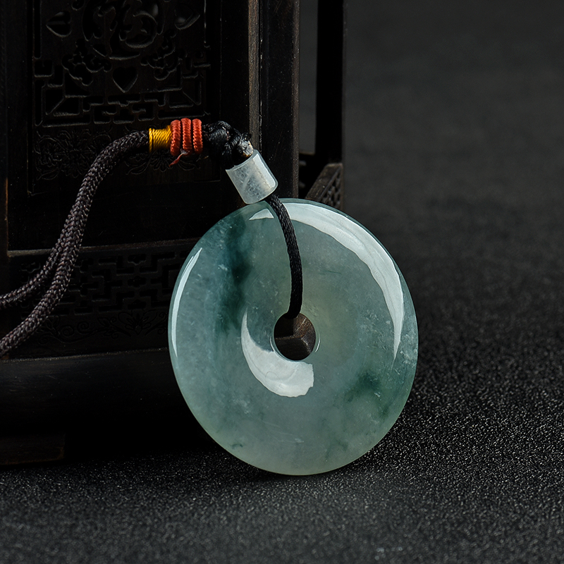 飘花翡翠平安扣吊坠-红掌柜