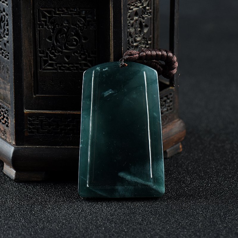 缅甸天然糯冰种暗绿翡翠普贤菩萨吊坠-红掌柜