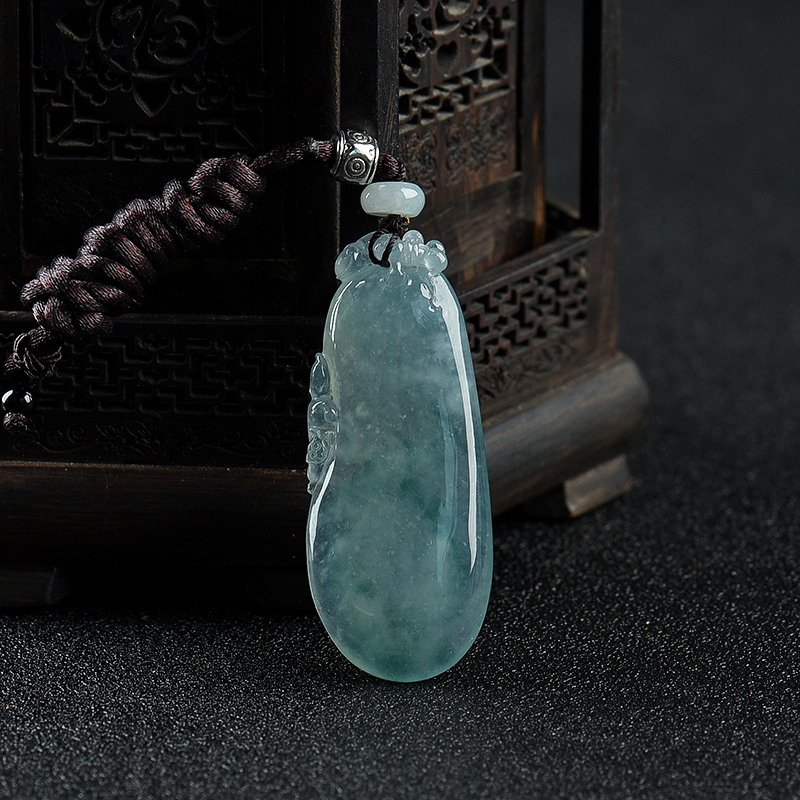 糯冰种飘花翡翠福瓜吊坠-红掌柜