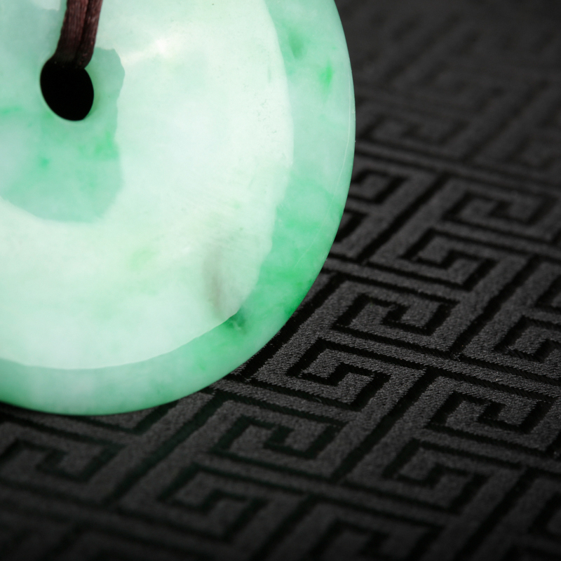 天然豆种飘翠翡翠平安扣吊坠-红掌柜