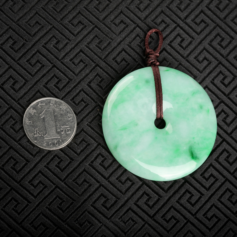 缅甸天然豆种翡翠平安扣-红掌柜