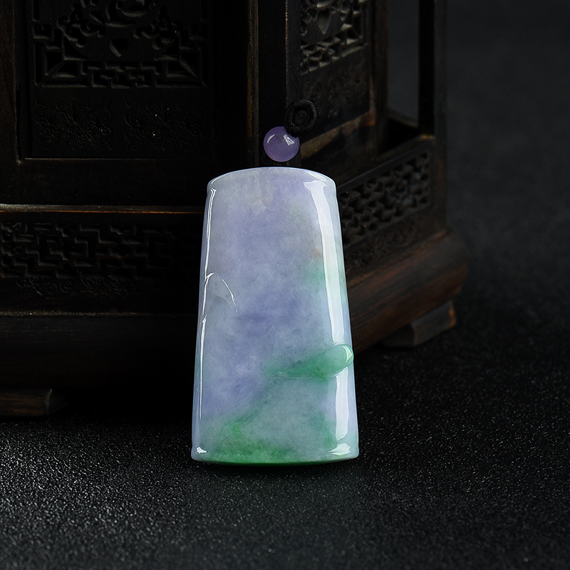 豆种春带彩翡翠节节高升吊坠-红掌柜