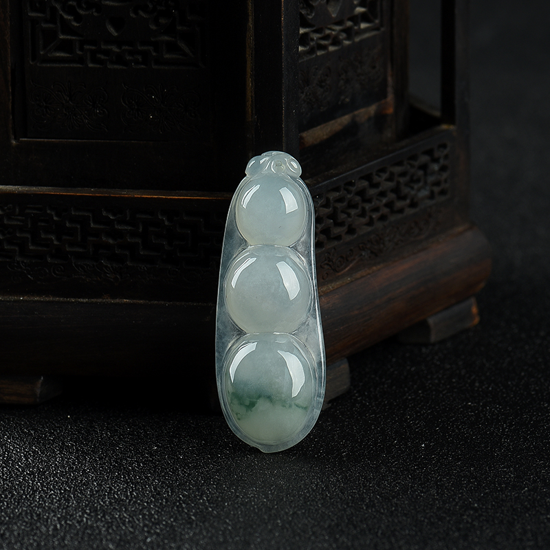 糯种飘花翡翠连中三元吊坠-红掌柜