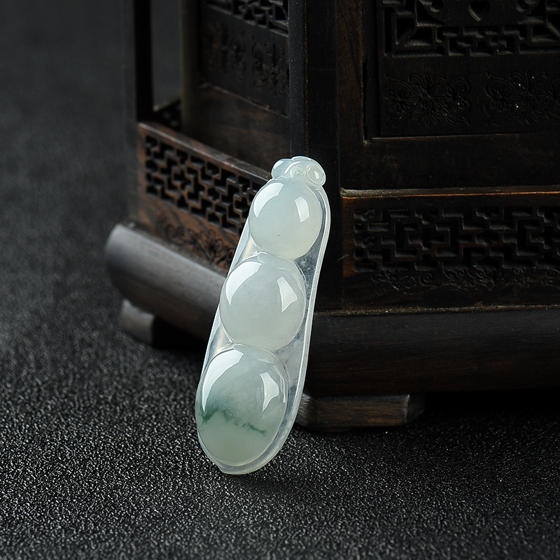 糯种翡翠连中三元吊坠-红掌柜