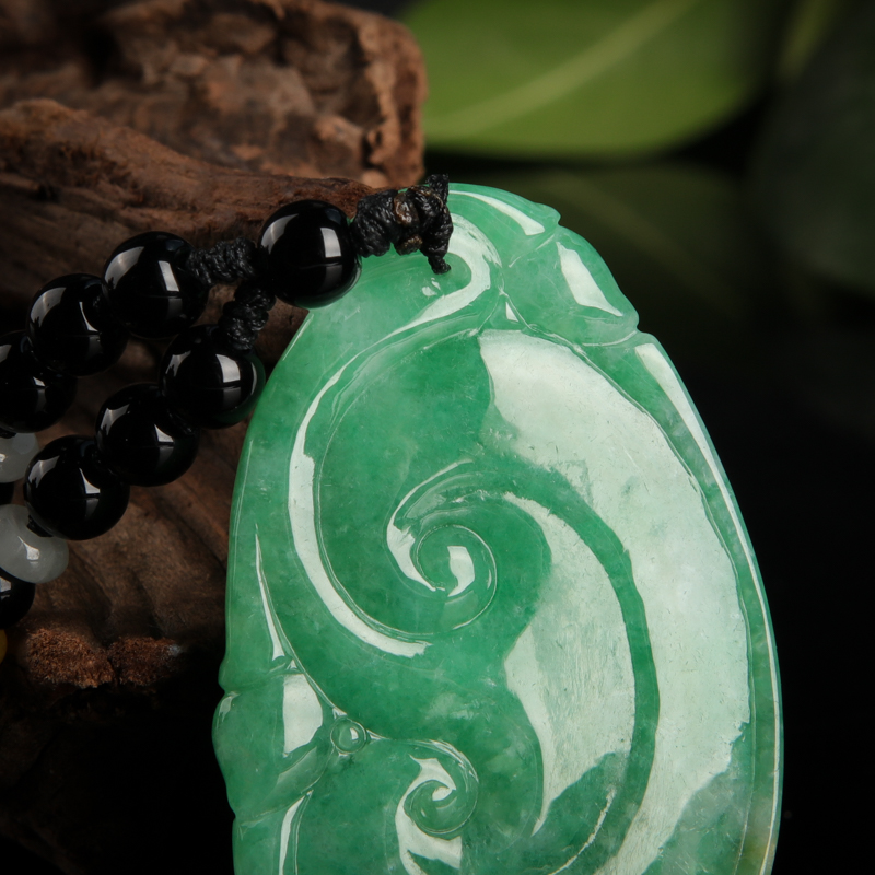 缅甸翡翠如意吊坠-红掌柜