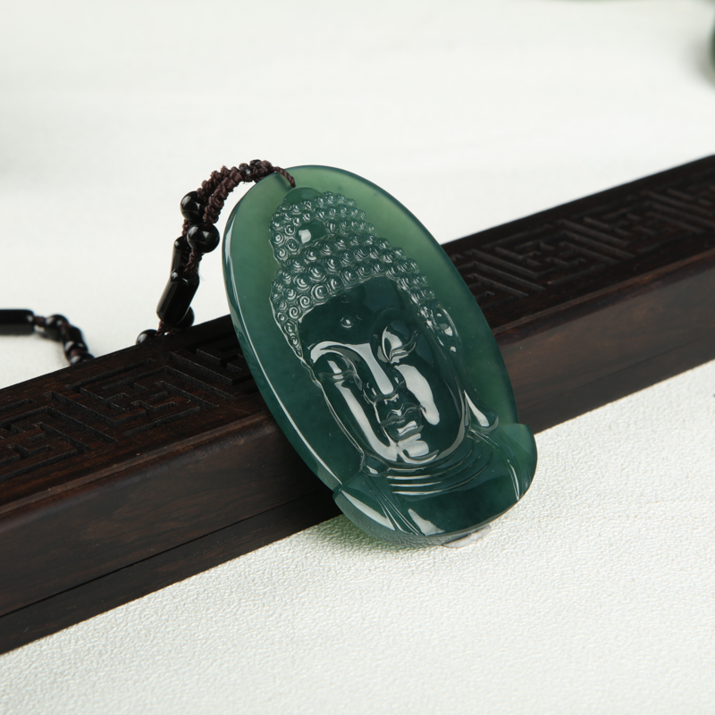蓝绿翡翠阿弥陀佛吊坠-红掌柜