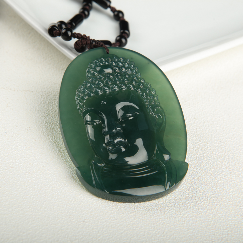 天然蓝绿翡翠阿弥陀佛吊坠-红掌柜