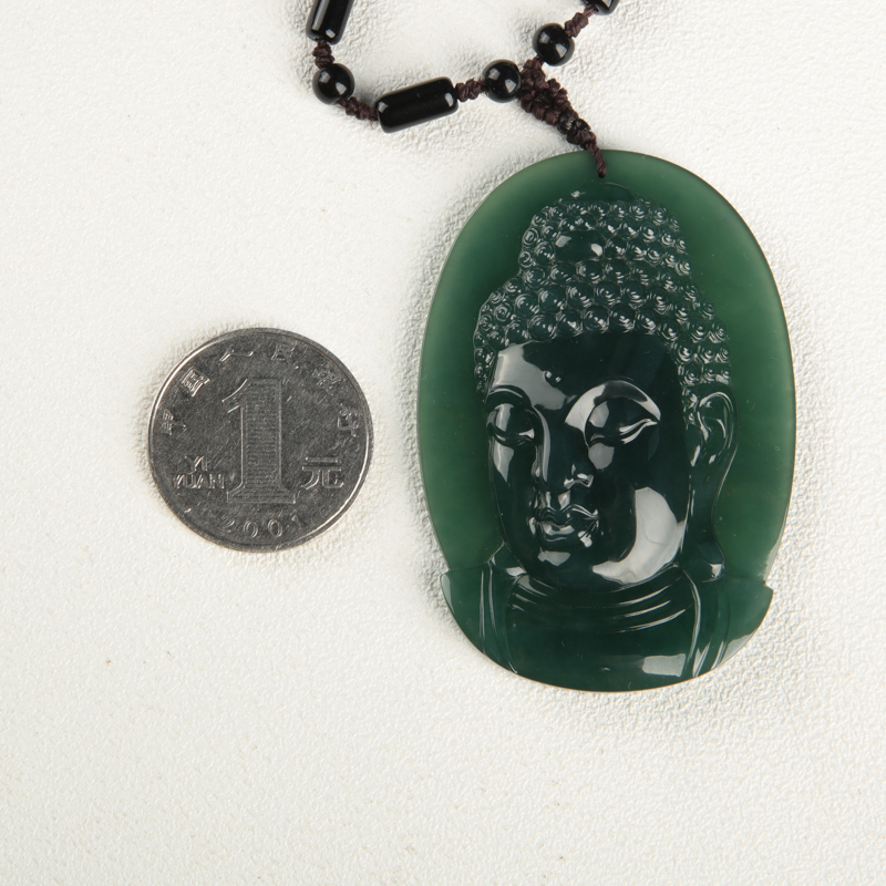 缅甸蓝绿翡翠阿弥陀佛吊坠-红掌柜