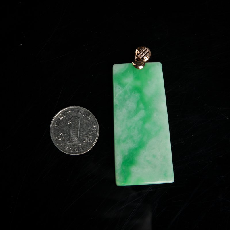 缅甸翡翠无事牌吊坠-红掌柜