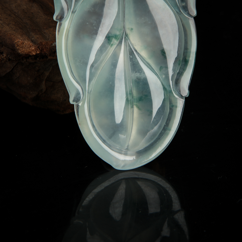 缅甸糯冰种飘花翡翠金枝玉叶吊坠-红掌柜