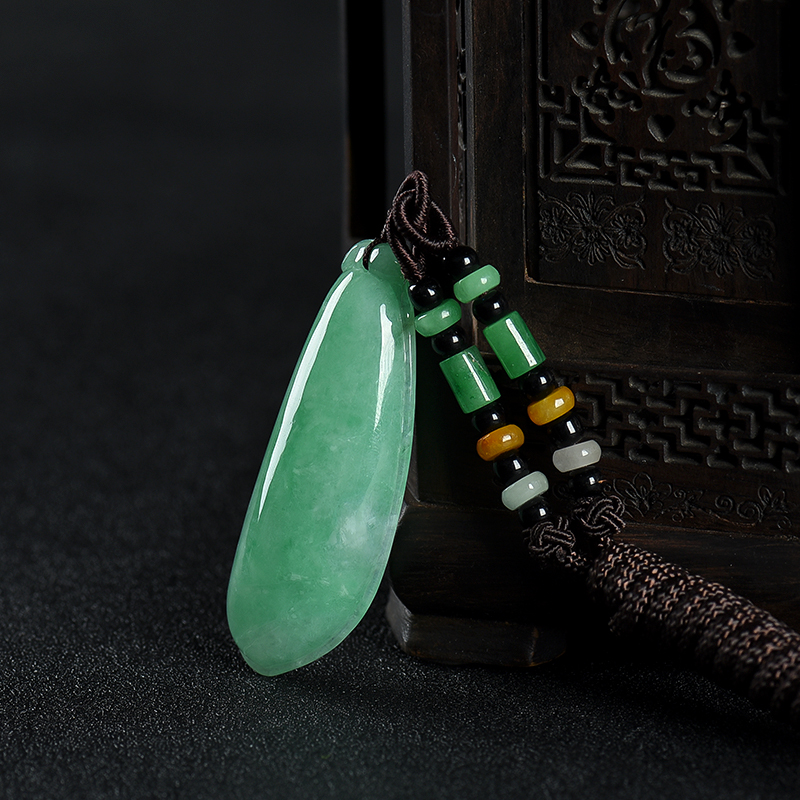 缅甸豆种豆绿翡翠福瓜吊坠-红掌柜