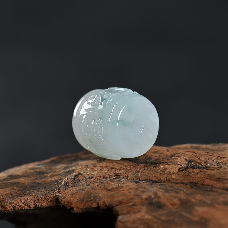 糯冰种翡翠六字真言路路通吊坠-红掌柜