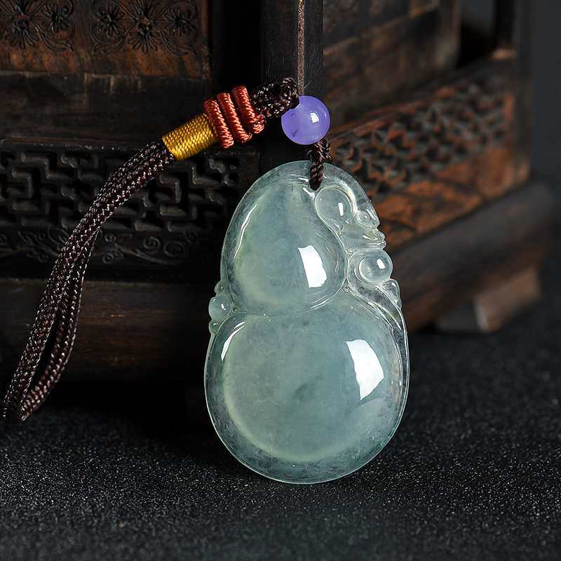 糯冰种飘花翡翠福禄吊坠-红掌柜