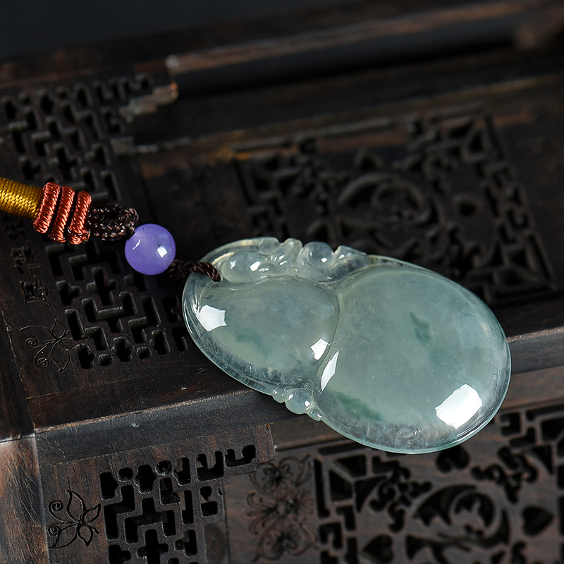 糯冰种飘花翡翠葫芦吊坠-红掌柜