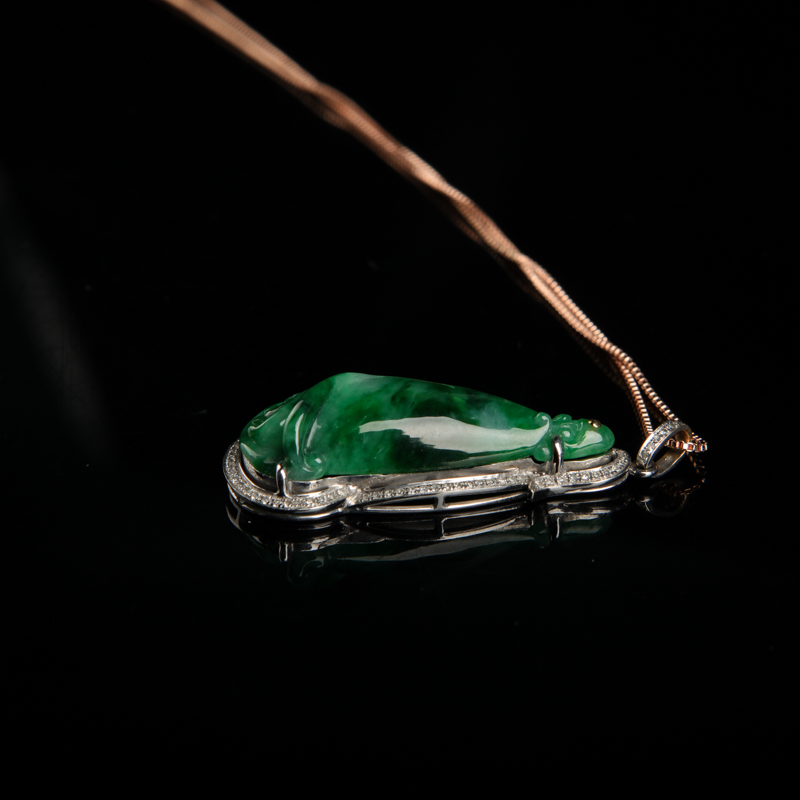 天然翡翠百合吊坠-红掌柜