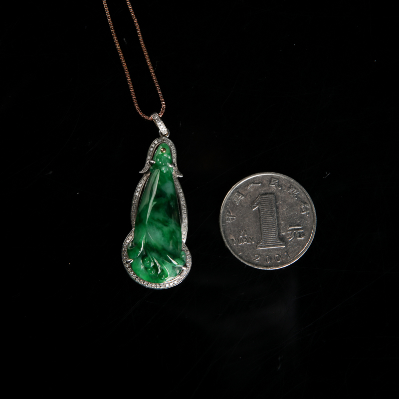 缅甸翡翠百合吊坠-红掌柜