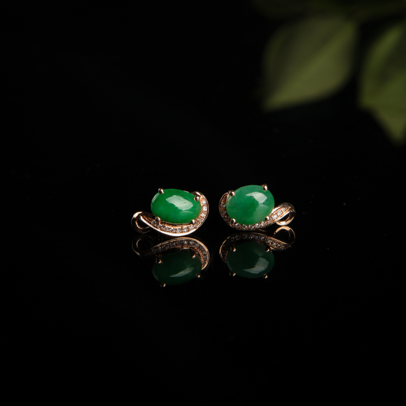 天然翡翠耳钉-红掌柜