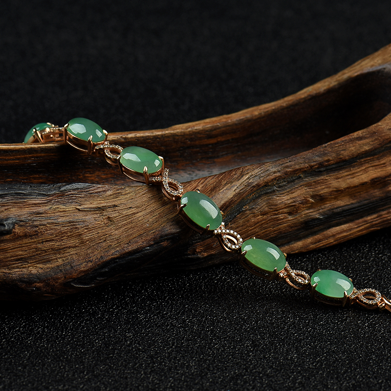 18k深绿翡翠手链-红掌柜