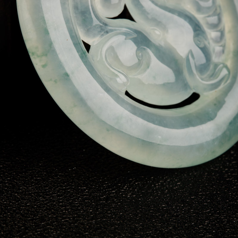 缅甸天然糯冰种翡翠麒麟吊坠-红掌柜