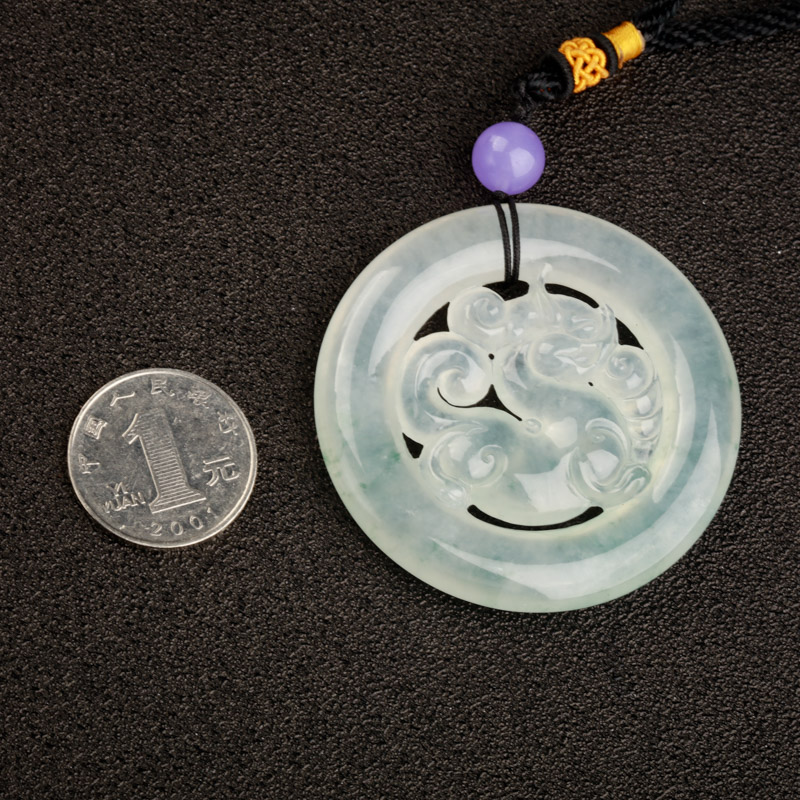 糯冰种飘花翡翠吊坠-红掌柜