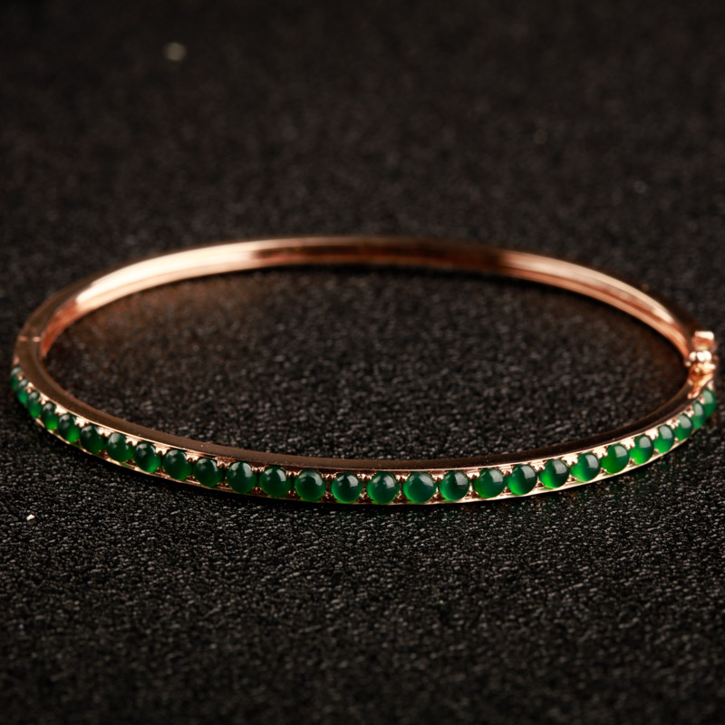 缅甸天然翠绿翡翠手镯-红掌柜