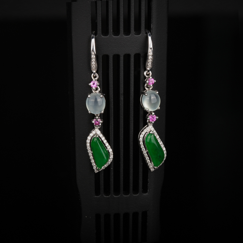 天然翡翠耳坠-红掌柜