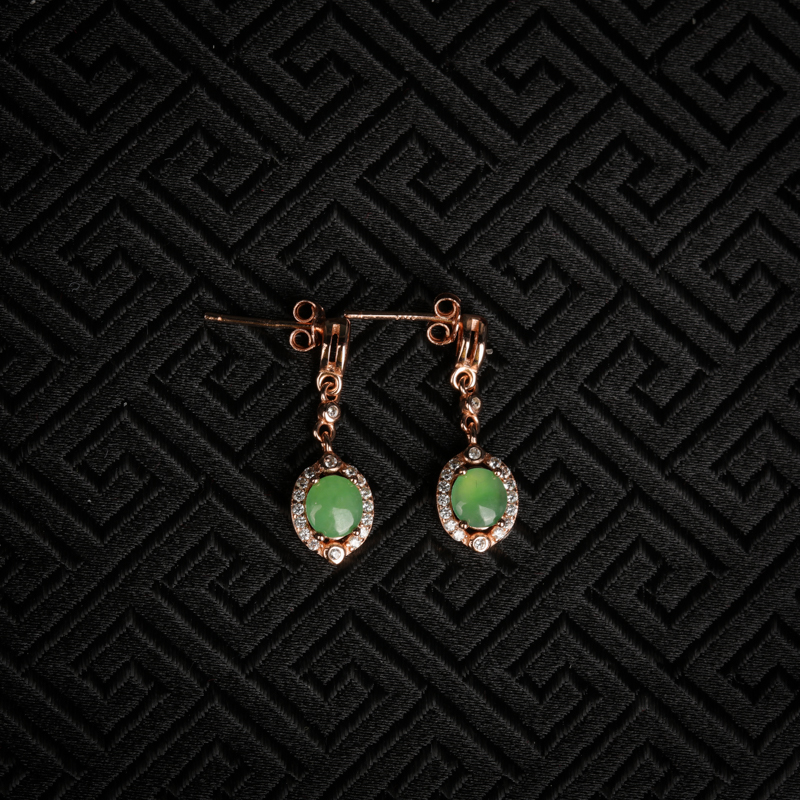 翠绿翡翠耳坠-红掌柜