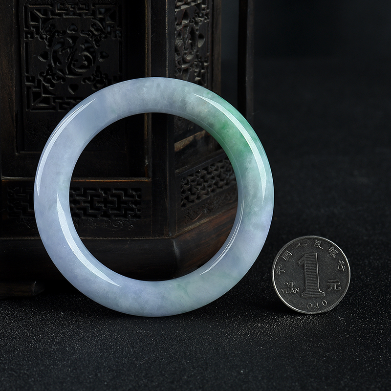 天然缅甸翡翠圆镯-红掌柜