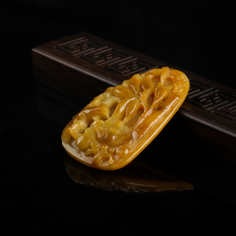 糯种黄翡吊坠-红掌柜